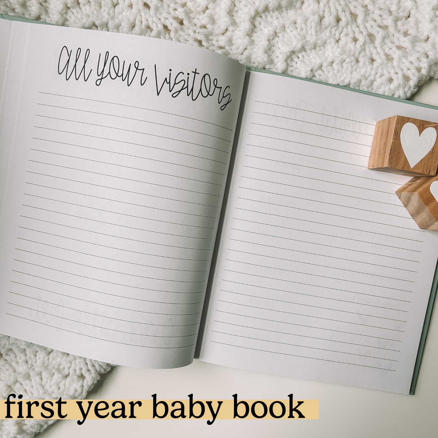 Two paged lined spread titled All Your Visitors on the left hand page. Right page is filled with lines.