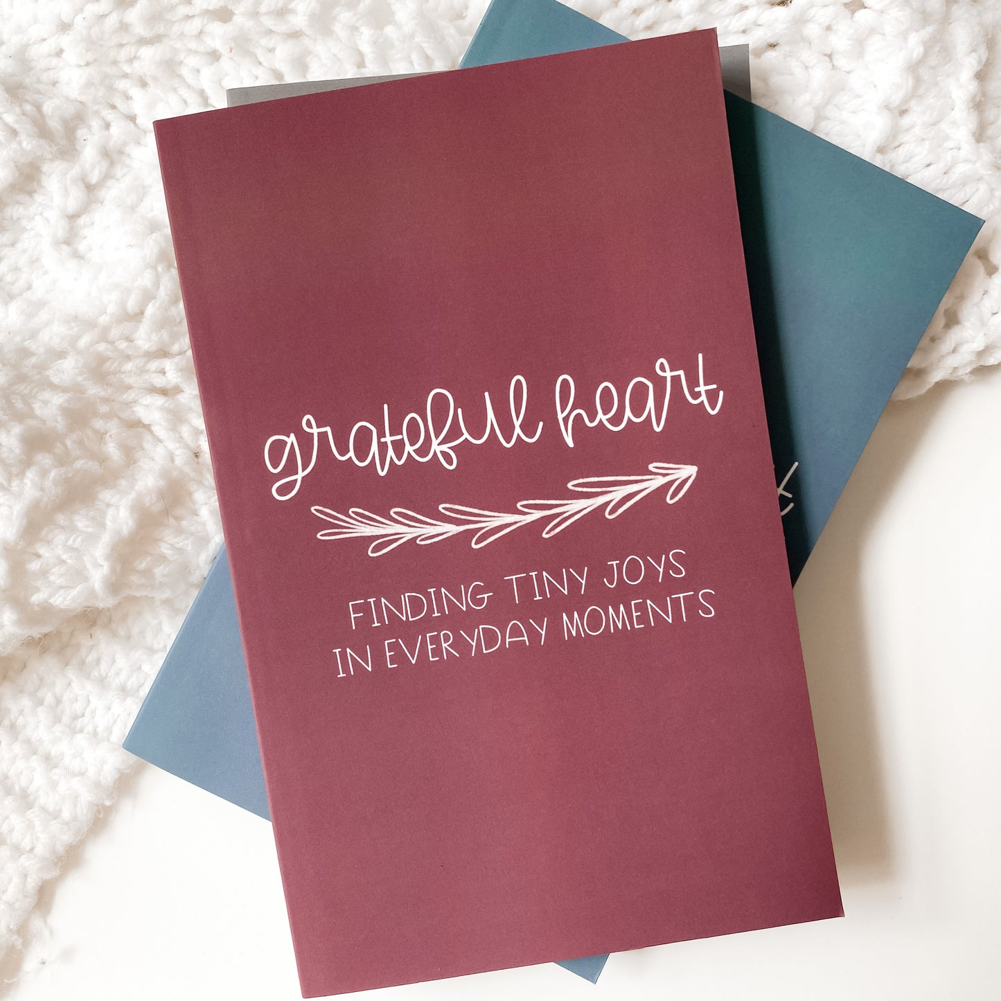 Maroon gratitude journal titled Grateful Heart Finding Tiny Joys in Everyday Moments