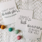 Three milestone cards with black text. One reads can't wait to meet you with a leafed branch beneath. The others have hearts in two of the corners of the card and read today I felt you kick and the nursery is ready for you.